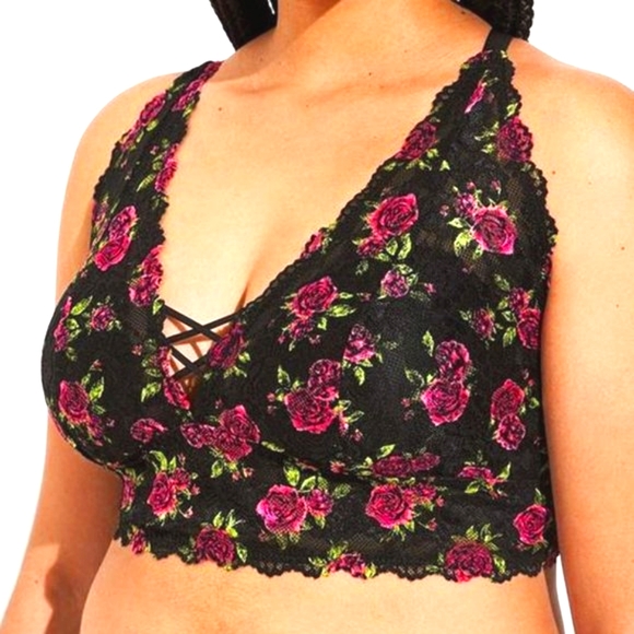 ❤️NWT VINTAGE TORRID LINGERIE - LIGHTLY LINED XO LACE LONGLINE BRALETTE FLORAL - Picture 7 of 12